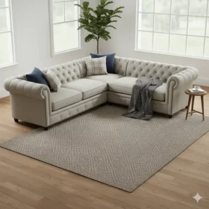 A chesterfield sectional sofa with a chaise lounge for ultimate relaxation and comfort.