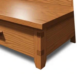 Detailed shot of the handcrafted joinery and smooth finish on a piece of mission bedroom furniture, emphasizing its quality.