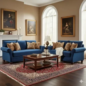 A classic-style three piece living room furniture set with deep seating, great for relaxing and entertaining.