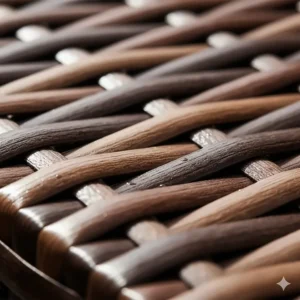 Detailed close-up of the durable, UV-resistant resin wicker weave texture, showcasing quality and craftsmanship.