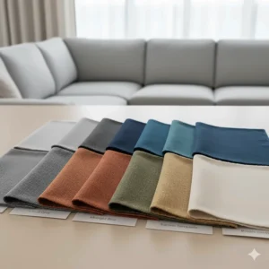 Swatches showing various color options available for the washable sectional sofa covers.