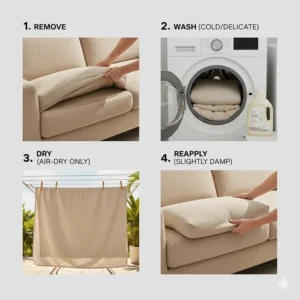 A cozy, deep-seated sectional slipcovered sofa, perfect for relaxing and lounging.