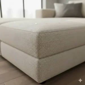 Close-up of the durable, stain-resistant washable fabric on the modular sofa sections.