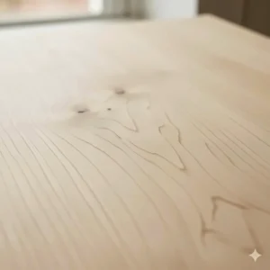 Close-up view showcasing the smooth, fine grain and natural color of unfinished maple kitchen wood.