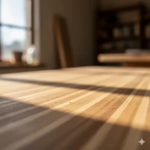 Close-up of premium grade A teak wood grain, highlighting the natural oils and tight growth rings that give the wood its exceptional durability.