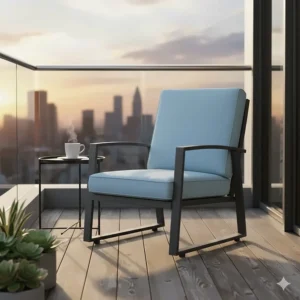 Compact single-seater outdoor patio furniture glider chair designed for small balconies.