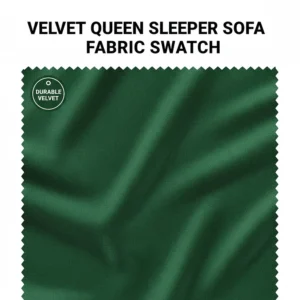 Close-up illustration showing the durable velvet upholstery of a queen sleeper sofa.