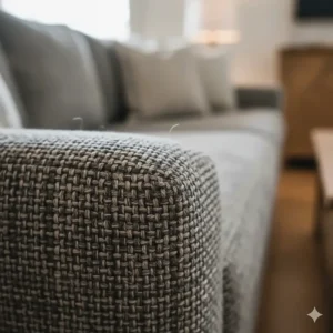 Detailed close-up showing the durable weave and soft texture of high-quality performance fabric upholstery.