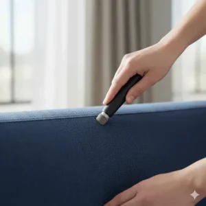 A durability demonstration showing the scratch-resistant properties of performance fabric against everyday wear and tear.