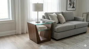 Sleek modern end tables for living room decor featuring clean lines and a minimalist geometric frame.