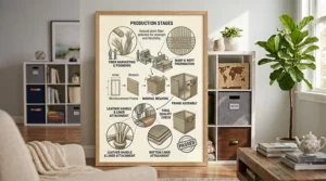 Diagram demonstrating different ways to configure a modular wire grid cube storage organizer into a stair-step shape or rectangular shelving unit.