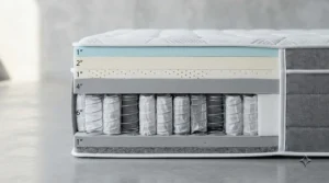 A detailed cross-section diagram highlighting high-density foam layers in a mattress for heavy people over 250 lbs.