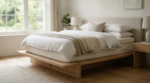 Hybrid mattress for platform bed frame compatibility layered with pocket springs and foam